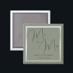 Sophisticated Sage & Silver Wedding Magnet<br><div class="desc">Beautiful sophisticated sage and silver colored wedding magnet favor. Trendy sage and silver colors for your special day. Romantic and fashionable colors for weddings. Pretty sage background with a shiny silver border. Unique, chic and classy invitation suitable for any season. All text, font and font color is fully customizable to...</div>
