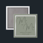 Sophisticated Sage & Silver Wedding Magnet<br><div class="desc">Beautiful sophisticated sage and silver colored wedding magnet favor. Trendy sage and silver colors for your special day. Romantic and fashionable colors for weddings. Pretty sage background with a shiny silver border. Unique, chic and classy invitation suitable for any season. All text, font and font color is fully customizable to...</div>