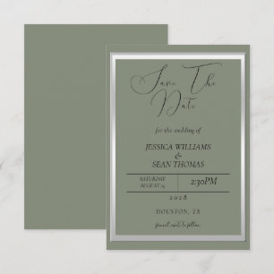Sophisticated Sage & Silver Wedding Save The Date
