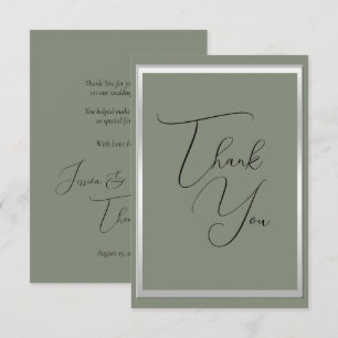 Sophisticated Sage & Silver Wedding Thank You Card