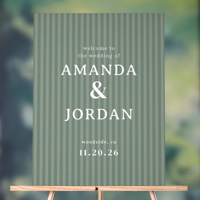 Sophisticated Sage Stripes Acrylic Sign (Neutral)