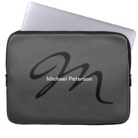 Sophisticated Script Monogram Initial Modern Grey