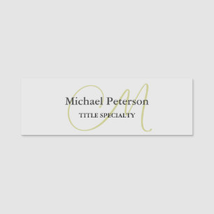 Sophisticated Script Monogram Initial Modern Name Tag