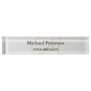 Sophisticated Script Monogram Initial Modern Nameplate