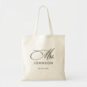 Sophisticated Script Mrs Calligraphy Newlywed Gift Tote Bag