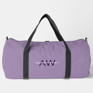 Sophisticated Script Type Initials & Name Violet Duffle Bag