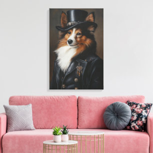 Sophisticated Shetland Sheepdog Sheltie Canvas Print