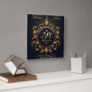 Sophisticated Shine: 50th Anniversary Tribute Square Wall Clock