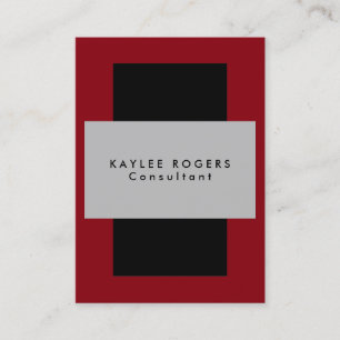 Sophisticated Silver Grey Black Red Professional Business Card