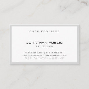 Sophisticated Simple Design Grey White Minimalist Business Card