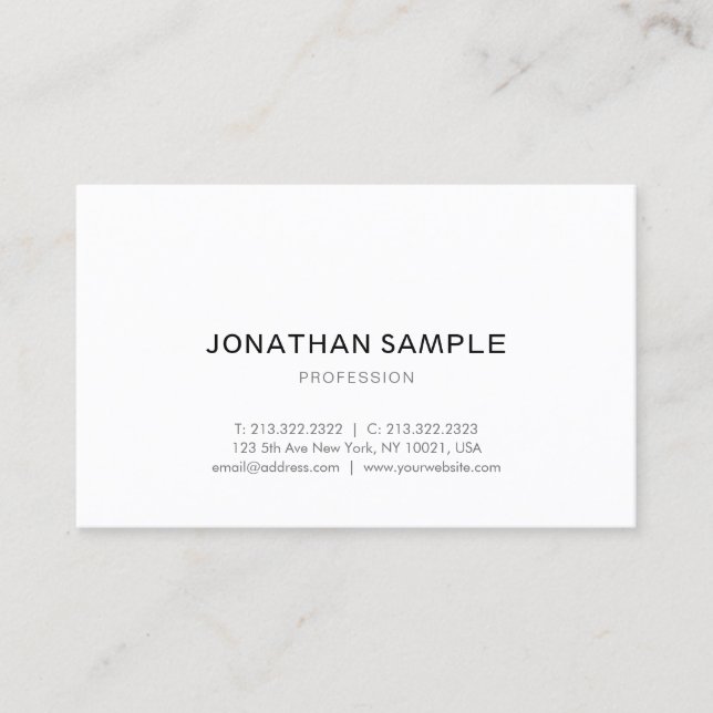 Sophisticated Simple Design Modern Plain Trendy Business Card (Front)