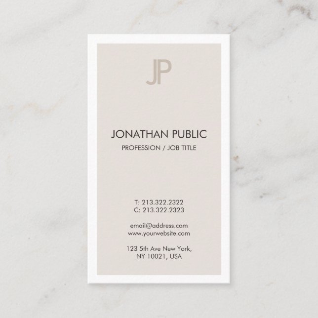 Sophisticated Simple Design Monogram Plain Trendy Business Card (Front)