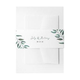 Sophisticated Simple Greenery Botanical Wedding Invitation Belly Band