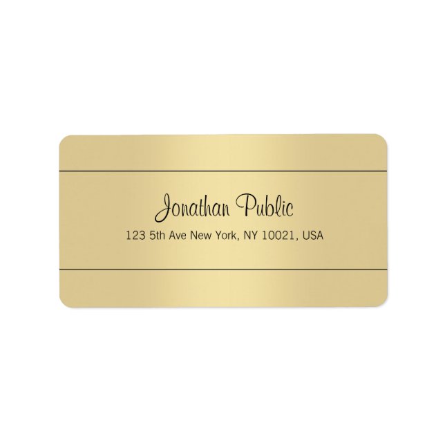 Sophisticated Simple Template Gold Look  Address Label (Front)