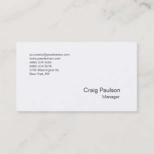Sophisticated Simple White Manager Business Card