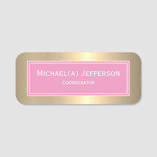 Sophisticated Simplicity: Girly Light Pink & Gold Name Tag