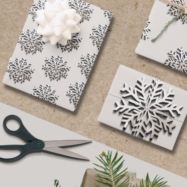 Sophisticated Snowflake Pattern Wrapping Paper Sheet (Creator Uploaded)