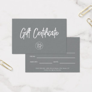 Sophisticated Stone Grey Business Gift Certificate