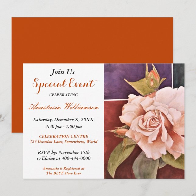 SOPHISTICATED SURPRISE PARTY EVENT INVITE (Front/Back)