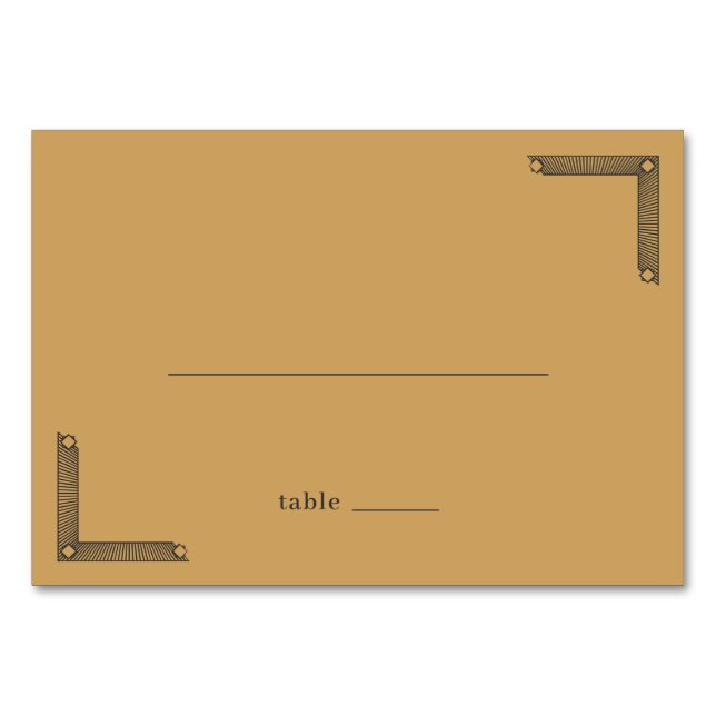 Sophisticated Tan Geometric Accents Table Number (Front)