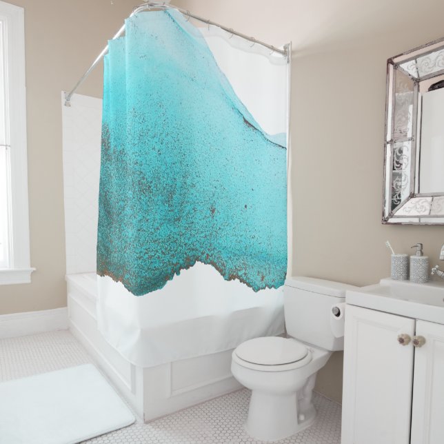 Sophisticated Teal Black White Abstract (In Situ)