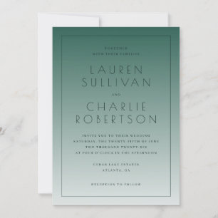 Sophisticated Teal Gradient Wedding Invitation