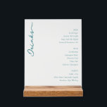 Sophisticated Teal Minimalist Beverage Menu Acrylic Sign<br><div class="desc">This elegant wedding menu features a minimalist design with a clean white background, creating an airy and sophisticated atmosphere. The layout is structured with the word "Drinks" elegantly scripted in soft teal on the left, while the right side presents organized lists of beer, wine, and spirits in muted gray sans-serif...</div>