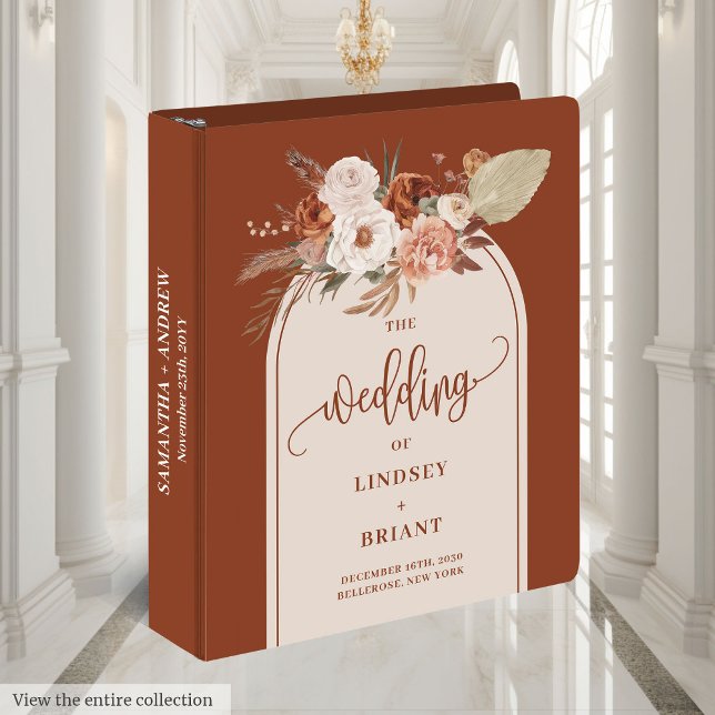 Sophisticated Terracotta Pampas Sage Boho Arch   Binder (Sophisticated Terracotta Pampas Sage Boho Arch 3 ring binder)