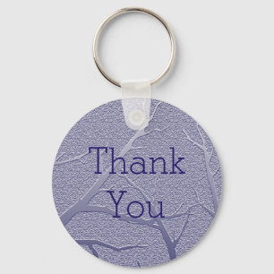 Sophisticated Thank You Winter Branches Blue Keychain