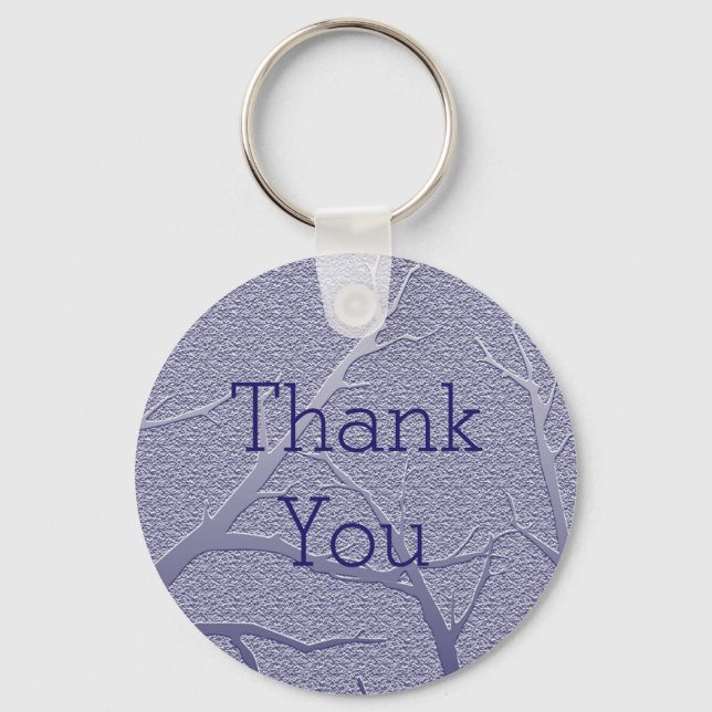 Sophisticated Thank You Winter Branches Blue Keychain (Front)