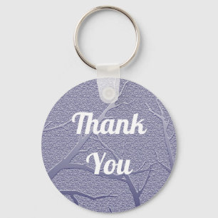 Sophisticated Thank You Winter Branches Blue Keychain