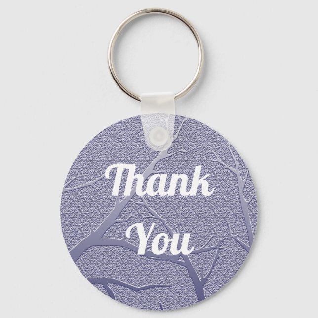 Sophisticated Thank You Winter Branches Blue Keychain (Front)