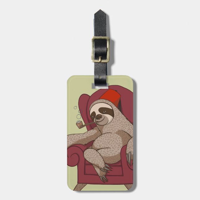Sophisticated Three Toed Sloth Luggage Tag (Front Vertical)