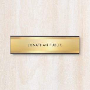 Sophisticated Trendy Faux Gold Modern Template Door Sign