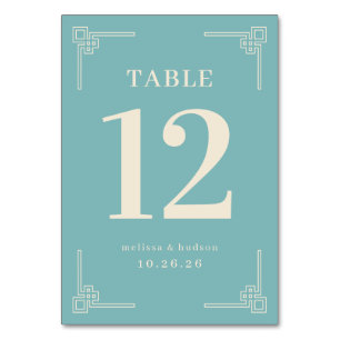 Sophisticated Turquoise Geometric Table Number