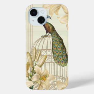 Sophisticated vintage Peacock birdCage Lily iPhone 15 Case