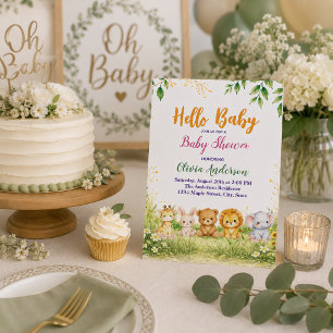 Sophisticated Watercolor Hello Baby Pregnancy Invitation