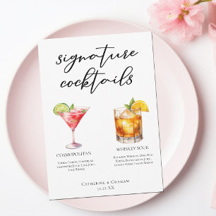 Sophisticated Wedding Signature Cocktails Card