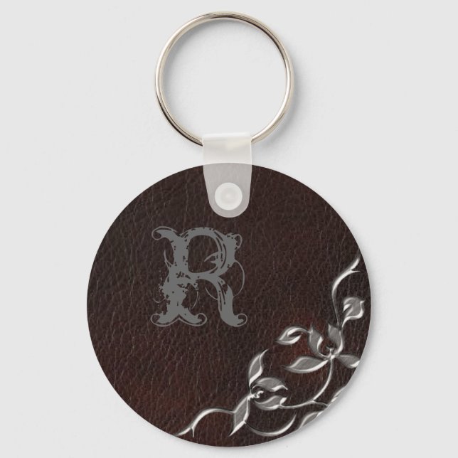 Sophisticated Western Leather Wedding Keychain (Front)
