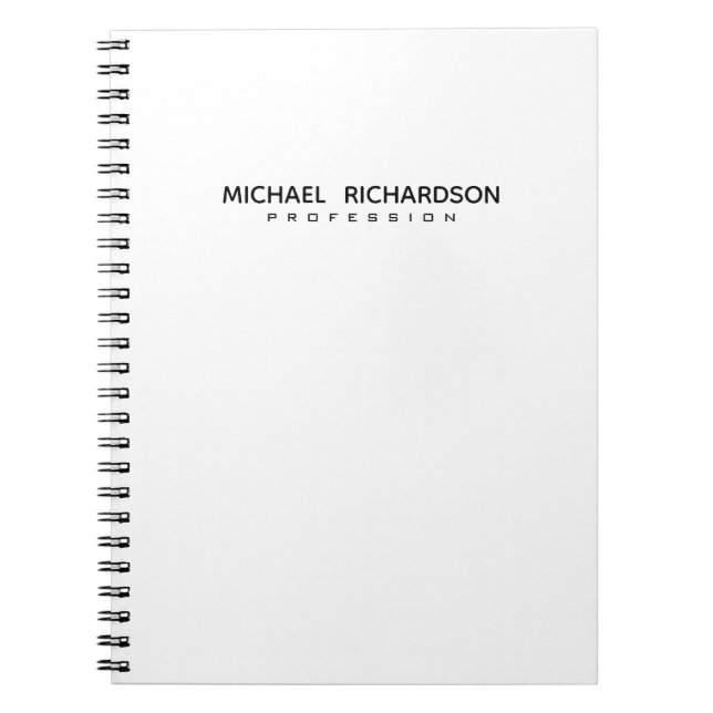 Sophisticated White Black Masculine Custom Notebook (Front)