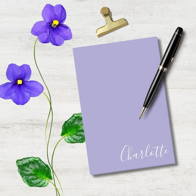 Sophisticated White Script Custom Purple Post-it Notes (Creator Uploaded)