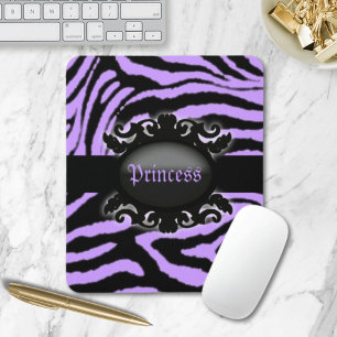 Sophisticated  Zebra Print monogram Mouse Pad