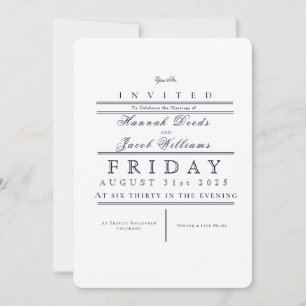 Sophistiqué Blue Vintage Wedding Invitation