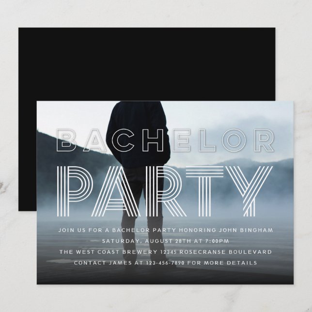 Sophistiqué Chic Bachelor Party Photo Invitation (Devant / Derrière)