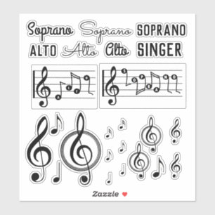 Soprano Alto Singer Music Note Sticker Clef Treble
