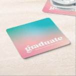Sorbet Gradient Graduation Party Square Paper Coaster<br><div class="desc">What fun party decorations! Colourful,  bubbly,  fun! Personalize with your favourite graduate's info. Please DM with any requests - different colours or text. I am happy to provide alternatives. Also,  check out the other coordinating accessories - plates,  cups,  banners,  etc. Thanks for visiting my Zazzle store!</div>