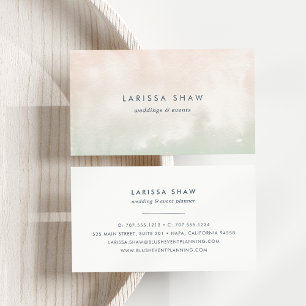 Sorbet   Peach and Pistachio Green Watercolor Business Card