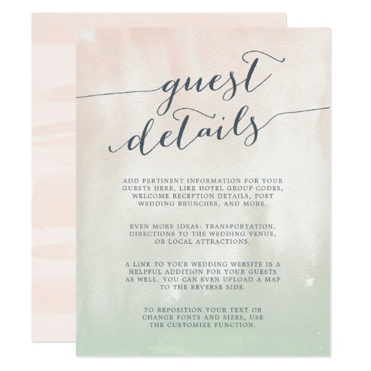 Sorbet | Watercolor Pastel Guest Details Card