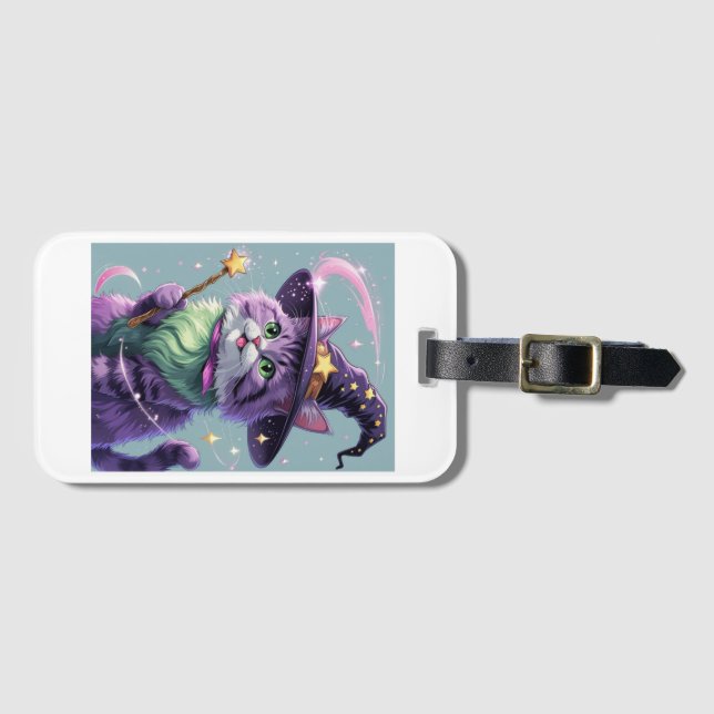 Sorcerer Cat Themed Luggage Tag (Front Horizontal)