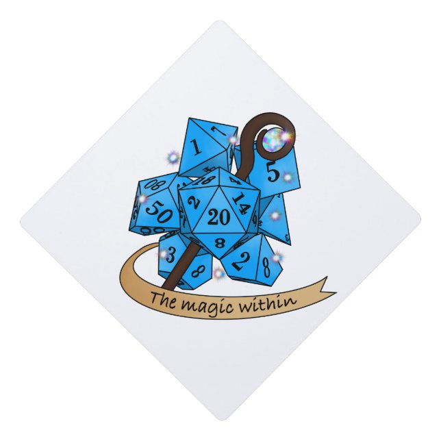 Sorcerer Dice Design Graduation Cap Topper (Front)